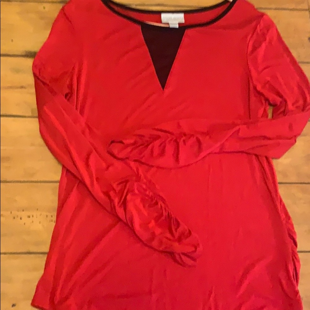 Long Sleeve Red Peek A Boo Top